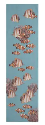 Exotic Fish Blue French Tapestry Table Runner Chic Home Kitchen Decor