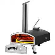 VEVOR Outdoor Pizza Oven, 12" Wood Fired Pizza Ovens, Pellet Pizza Stove with Built-in Thermometer, Heat to 540C, with Thickened Cordierite 210 Rota