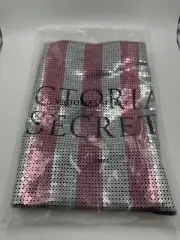 NEW VICTORIAS SECRET Black Pink Silver Sequin Bling Weekender Tote Bag 21 X 14