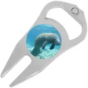 Manatee Golf Ball Marker Divot Repair Tool Bottle Opener