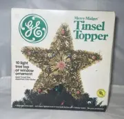 GE MERRY MIDGET Tinsel Topper Christmas Tree Star Gold 9” VINTAGE NEW IN BOX
