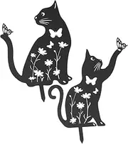 Totority 2pcs Metal Cat Stake Garden Decor Outdoor Garden Ornaments Decorative Yard Art