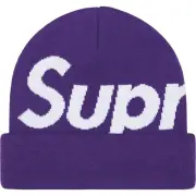 NEW SUPREME BIG LOGO BEANIE HAT COLOR DARK PURPLE FW23 WEEK 11 FW23BN17