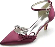 [Minishion] Womens Wedding Evening Shoes Low Heel Pointed Prom Formal Pumps with Bows BR044