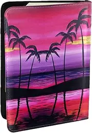[JEJEA] Tropical Palm Tree Print Travel Organizer Credit Cards Case Passport BookPassport Holder Cover Wallet forTraveling,, Black, One Size