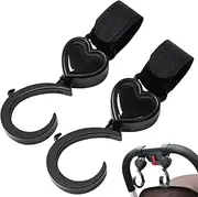 Diaper Bag Hooks,2X Pushchair Heavy Duty Hanger Clips - 360 Degree Rotating Stroller Strap Mommy Bag Hooks for Purse, Organizer, Water Bottles