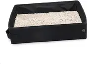 FONDOTIN Foldable Cat Litter Box Comfortable Pet Toilet for Easy Cleaning Durable for Tidy Homes Black