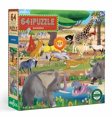 eeBoo Savanna 64 Piece Jigsaw Puzzle