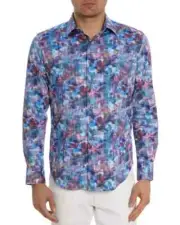 Robert Graham Outer Banks Printed Button Front Shirt Men's M Multi Long Sleeve~