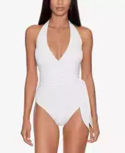 Ralph Lauren Side Tie Halter One Piece SWIM Swimsuit - size 16 - Solid White