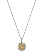 Bloomingdale's Fine Collection Yellow & White Diamond Halo Pendant Necklace in 18K White Gold, 18