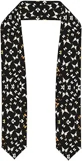 [SKKNT] Gold White Butterflies Black Print Graduation Shawl Stole For Academic Commencements Honor Sash Congratulations Gift