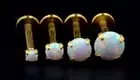 2mm - 5mm OPAL Gold Helix Earring Stud Labret Monroe Tragus Bar Internal Thread