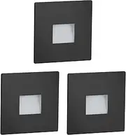 ledscom.de FOW LED Stair Light/recessed Wall Light for Indoor and Outdoor use, Downlight, Square, Black, 85 x 85 mm, Warm White, Pack of 3