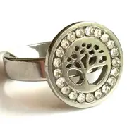 Celtic Tree of Life Ring Size 7 9 Halo Cubic Zirconia Stainless Steel SilverTone