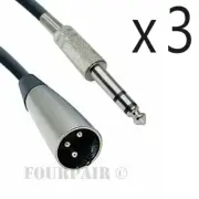 3 Pack - 15ft XLR 3-Pin Male to 1/4" Stereo TRS Shielded Microphone Mic Cable