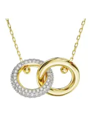 [Swarovski] Dextera Pendant Interlocking Loop Gold-Tone Plated in White