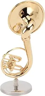 Asixxsix Miniature Saxophone, Metal Sousaphone Model Brass Mini Musical Instrument Replica with Stand and Case, for Home Decoration and Ornament, Golden