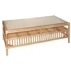 SHIPTON HAMPTONS RATTAN TOBACCO COLOURED COFFEE TABLE WITH GLASS TOP