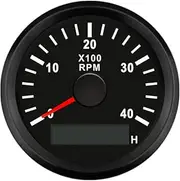 ELING 52mm Tachometer 4000RPM Gauge with Red Backlight and Operating Hour Meter for Tractors Ships