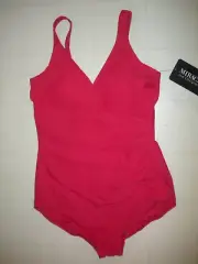 MIRACLESUIT Red 1 PC Surplice Style Swimsuit Sz 14 NWT