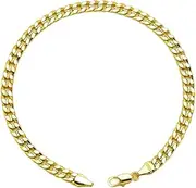 [BA UNIQUE FASHION] 18K Gold Electroplated Cuban Chain Anklet – 5.5mm Concave, 5mm Miami Cuban Link – Made in Korea, 9-12 Inches, 10", Brass, no gemstone