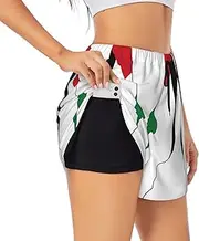 [GaxfjRu] Palestine Flag Map Print Women's Running Shorts High Waisted Running Shorts Pocket Sporty Gym Elastic Short