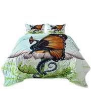 The Monarch Fantasy Art Dragon Sits on Flower Coverlet