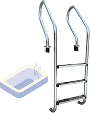 Stainless Steel Pool Ladder,Preventing Slips Steps Ladder,2/3-Step Double Handrails Stairs,for Pools of Any Indoor and Outdoor,Bearing Weight 250kg(1550x500x180mm)