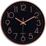 12inch Rose Gold Black Silent Wall Clock for Kitchen, School, Living Room,Bedroom,Office
