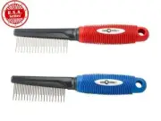 Ultimate Pet Shedding Comb for Dogs or Cats Red or Blue Dematting Grooming Tool