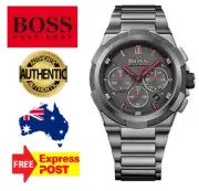 NEW HUGO BOSS SUPERNOVA HB1513361 GUNMETAL GREY/RED CHRONOGRAPH MENS WATCH