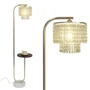 Hsyile Arc Crystal Floor Lamp for Living Room - Marble Base Modern Tall Stand...