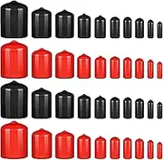 300 Pieces Rubber End Caps, Vinyl End Caps Black and Red Screw Bolt Screw Rubber Thread Protector Safety Cover in 9 Sizes from 0.08 to 0.8 Inch
