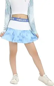 [HMILES] Girl Pleat Tennis Skirt with Shorts Athletic Skort for Golf Running Age 6-16