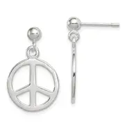 Sterling Silver Peace Sign Dangle Earrings