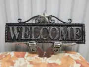 Welcome Sign Wall Home Decor Star Ranch Gun Vintage Style Country Western NRA