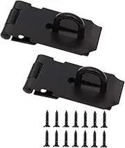 Stainless Steel Padlock Latch, 2 Pcs Door Hasp Lock for Gates, Cabinet, Drawer, Outdoor Doors, Mounting Screws Included