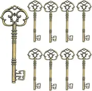 Aokbean 20Pcs Vintage Skeleton Key Charms for Jewelry Making, Extra Large Antique Keys Metal Pendant Crafts DIY Necklace Keychain Bracelet Party Christmas Decorations Wedding Favors