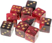 JWQFBC 10pcs 6 Sided Acrylic Double Colors for Tabletop Wargames and RPGs Roleplaying Games, Red Black, as described