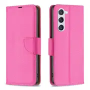 For Samsung Galaxy S24 Case, Lychee Folio Wallet PU Leather Cover, Kickstand, Rose Red