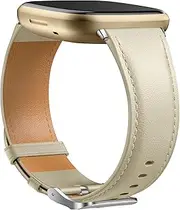 Getino Compatible with Fitbit Sense 2/Sense Bands/Versa 4/Versa 3 Bands Women Men, Soft Top Grain Genuine Leather Strap Accessories for Fitbit Sense/Sense 2/ Versa 4/ Versa 3 Smartwatch