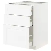 METOD / MAXIMERA base cb 3 frnts/2 low/1 md/1 hi drw, white Enköping/white wood effect, 60x60x80 cm