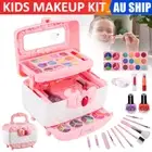 Washable Kids Makeup Kit for Girl Make Up Beauty Toys with Portable Cosmetic Box