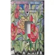 SnazzySwitch Stained Glass Roses Decorative Light Switch Plate Cover
