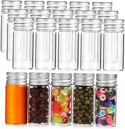 LIFKOME 20x Mini Empty Glass Bottles Screw Caps 10ml Travel Bottles Mini Storage Containers