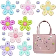 [Eleveoro] Charms for Bogg Bag, Sparkling Flowers and Pearls Decoration for Bogg Bag Accessories, Compatible With Most Women Rubber Beach Bag Charm, 16 Pcs, Polyvinyl Chloride, pvc