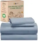 100% Organic Cotton King Size Sheet Set Percale Sheets Deep Pocket King Sheet...