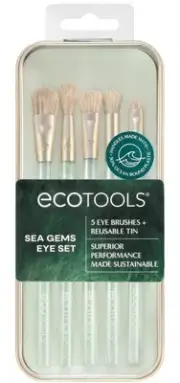 EcoTools Sea Gems Eye Set 5 Eye Makeup Brushes with Reusable Tin New Sealed