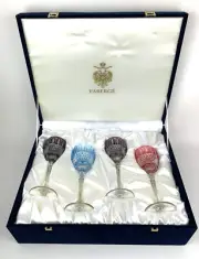 Fabergé XENIA Cut To Clear Crystal Hock Wine Glasses Set of 4 New w/Box